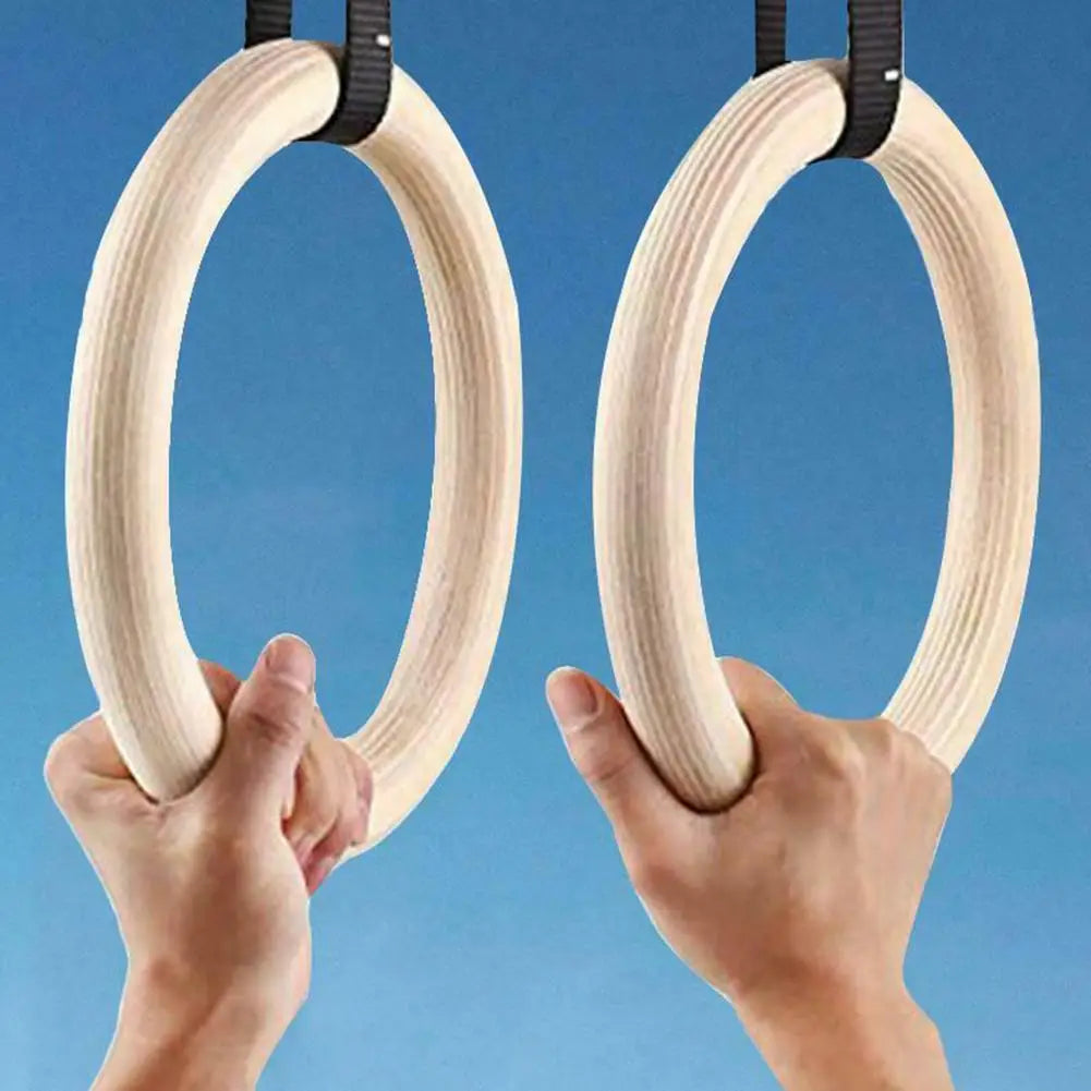 Wooden Gymnastic Rings 28/32Mm Exercise Fitness Rings Gym Pull Ups Buckles Indoor Yoga Crossfit Strength Training Rings Gimnasia