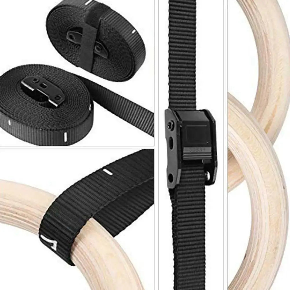 Wooden Gymnastic Rings 28/32Mm Exercise Fitness Rings Gym Pull Ups Buckles Indoor Yoga Crossfit Strength Training Rings Gimnasia